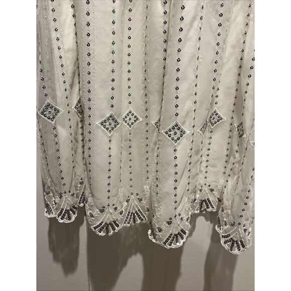 Free People Beaded Midnight White Embellished Convertible Maxi Skirt Dress S? - Picture 4 of 10